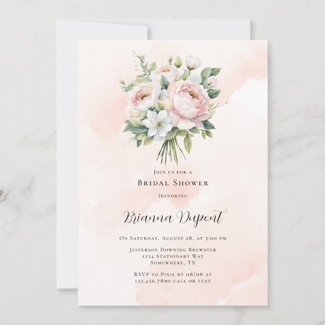 Invitación Perfectamente Paint Peony Bridal Shower (Anverso)