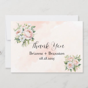 Invitación Perfectamente Pink Peony Floral Gracias Cartas