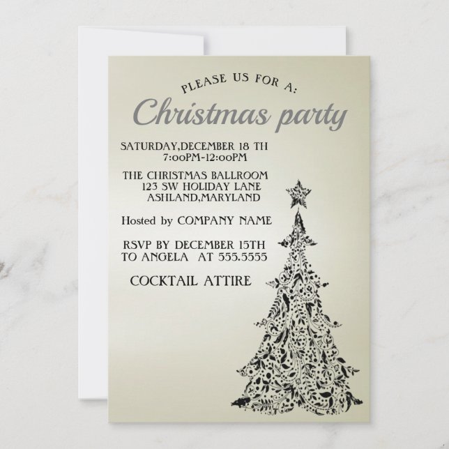 Invitación Perfecto, elegante, hermoso árbol de Navidad (Anverso)