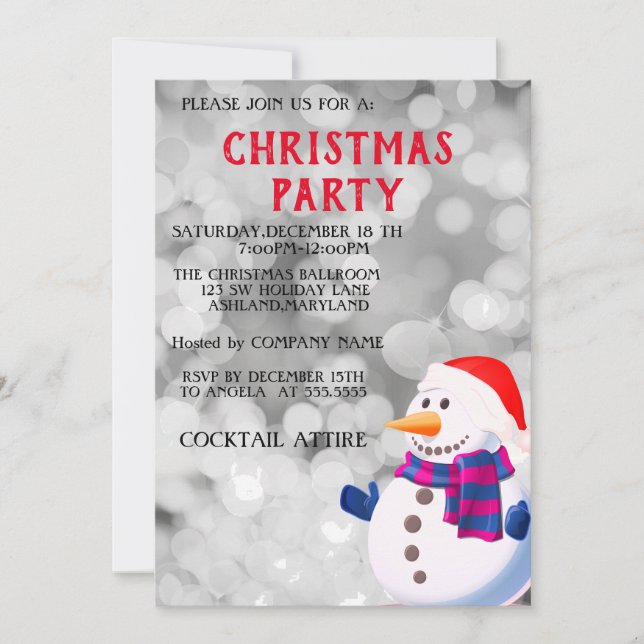 Invitación Perfecto, Guay, parkly Silver Snowman, Navidades (Anverso)