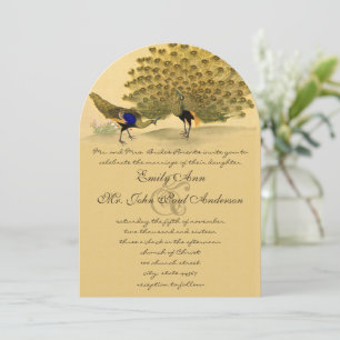 Invitación Perfecto Pair Peacock Yellow Elegance