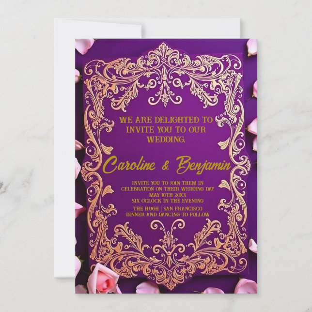Invitación Perfecto para Clásico, Romántico o Lujo (Anverso)