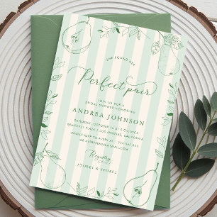 Invitación Perfecto Pareja de rayas verdes Pear Ducha de novi