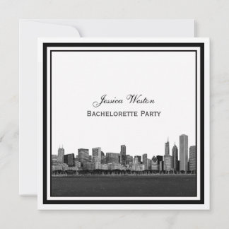 Invitación Perfil de Chicago Grabado en Marco para Despedida