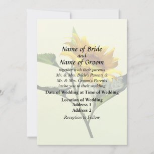 Invitación Perfil de Suministros de Boda de Girasol