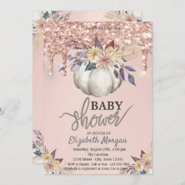 Invitación Perforaciones de Purpurina de oro de la calabaza d