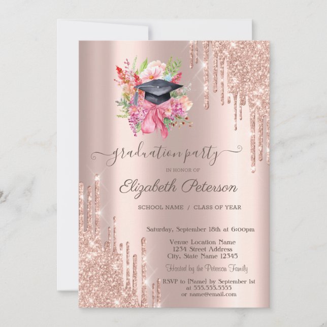 Invitación Perforaciones de Purpurina de oro de la cápsula de (Anverso)