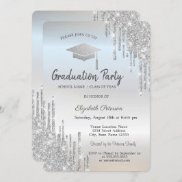 Invitación Perforaciones de Purpurina de tapón de graduación 