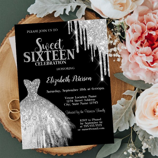 Invitación Perforaciones de Purpurina Guay Silver,Dulce negro (Subido por el creador)