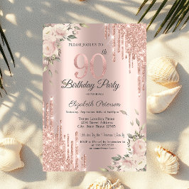 Invitación Perforaciones de Purpurinas de moda, flores Subió 