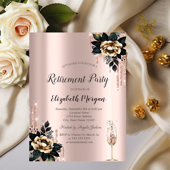 Invitación Perforaciones de purpurinas, Rosas negros Subió ju (Subido por el creador)