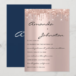 Invitación Perforaciones en monograma de la Marina Rosa boda