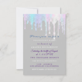 Invitación Perforaciones holográficas unicornio Dulce gris ro