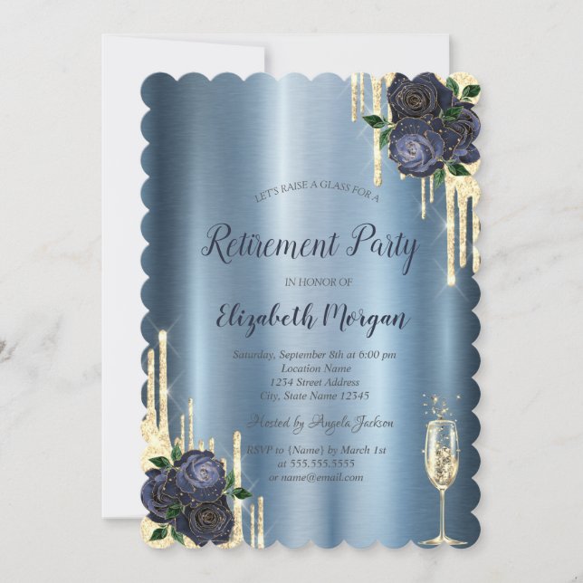 Invitación Perforaciones, Jubilación metálica de Rosas Azules (Anverso)