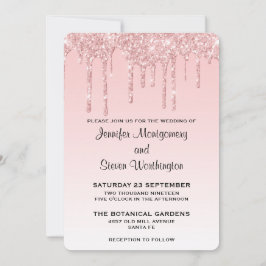 Invitación Perforaciones modernas de Purpurina rosado Boda