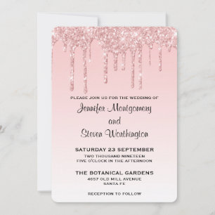 Invitación Perforaciones modernas de Purpurina rosado Boda
