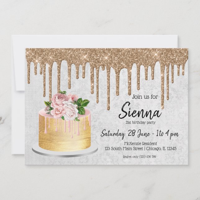 Invitación Perforaciones para pasteles de Boda de cumpleaños (Anverso)