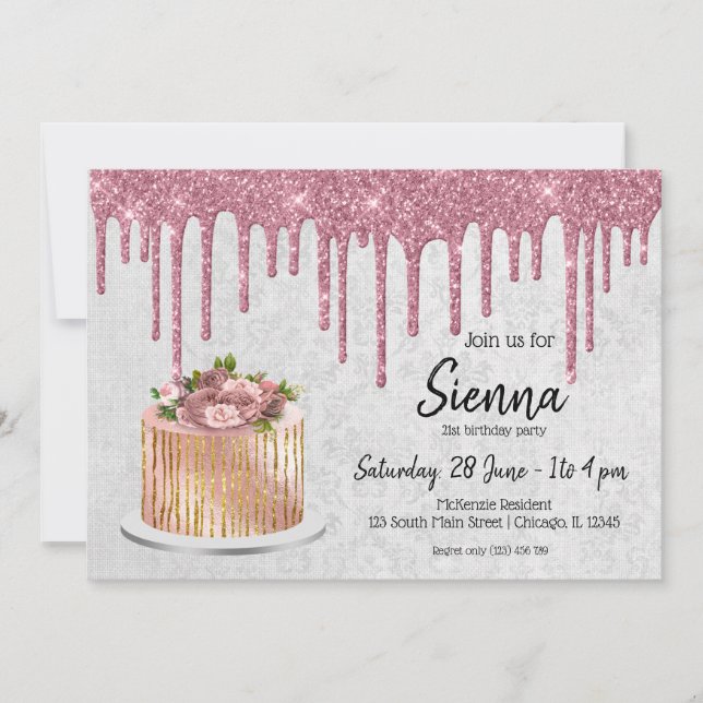 Invitación Perforaciones para pasteles de Boda de cumpleaños (Anverso)