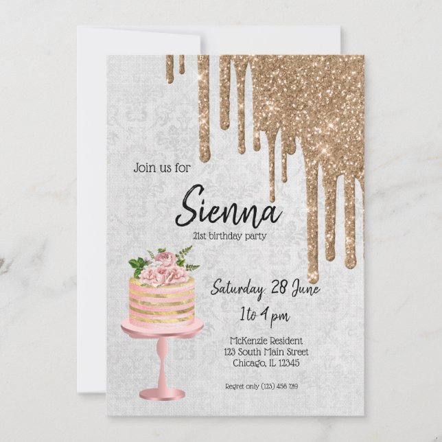 Invitación Perforaciones para pasteles de Boda de cumpleaños (Anverso)