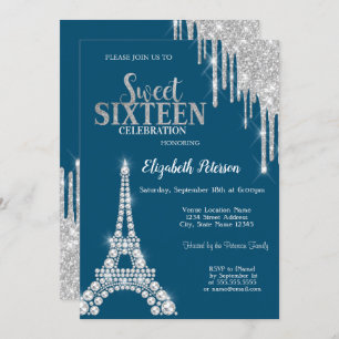 Invitación Perforaciones plateadas, Diamantes Torre Eiffel Du