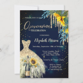 Invitación Perforaciones purpurinas, Vestido, Sunflowers Blue