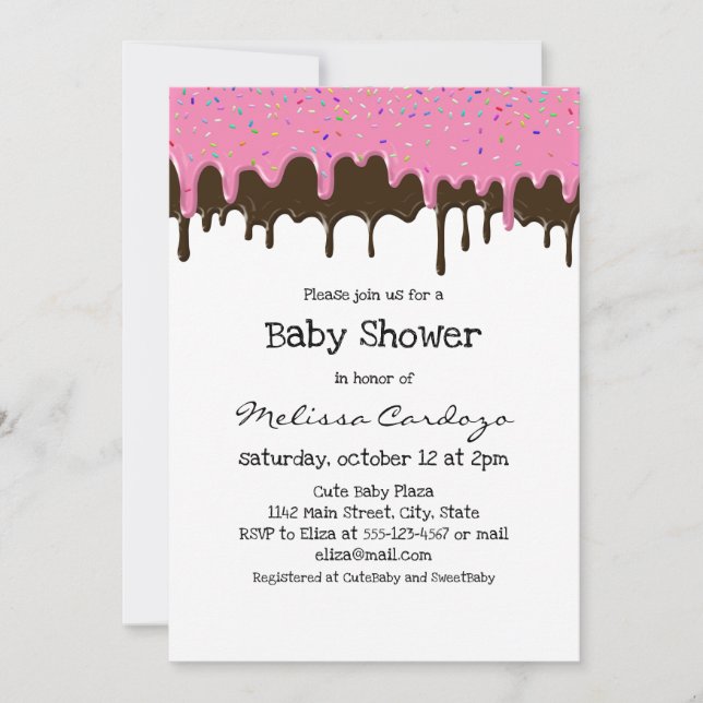 Invitación Perforaciones simples de fresa de chocolate - Baby (Anverso)