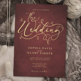 Invitación Pergamino de Borgoña Rústico Florece Caligrafía In