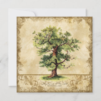 Invitación Pergamino de Etchings con roble vintage
