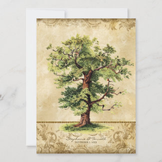 Invitación Pergamino de Etchings con roble vintage