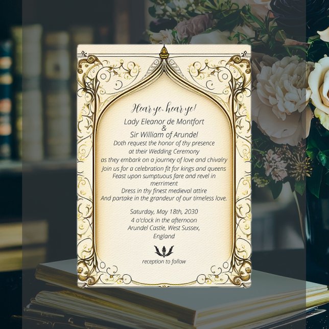 Invitación Pergamino de Fantasía Renacentista Medieval (Medieval Renaissance Fantasy Arched Parchment Invitation)
