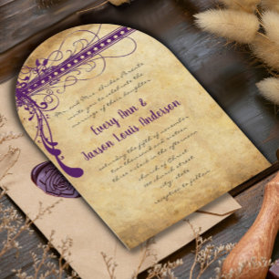 Invitación Pergamino de imitación púrpura del Renacimiento Me