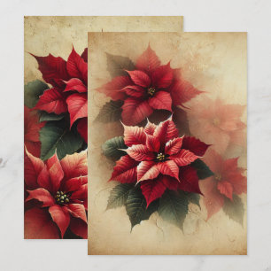 Invitación Pergamino de Poinsettia de color de color de vinta