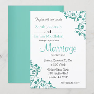 Invitación Pergamino floral Verde azulado moderno