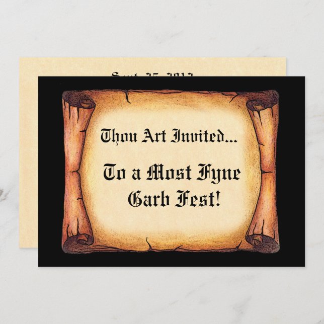 Invitación Pergamino medieval (Anverso / Reverso)