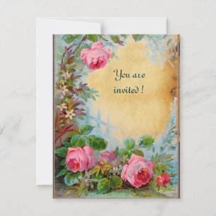 Invitación Pergamino ROSES Y JASMINES DE COLOR ROSADO
