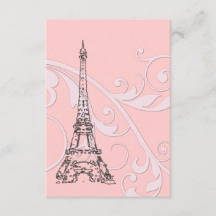 Invitación Pergaminos rosados y Torre Eiffel