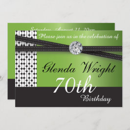 Invitación Peridot elegante y fiesta de cumpleaños negra
