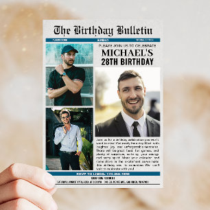 Invitación Periódico con fotos Cualquier cumpleaños de edad