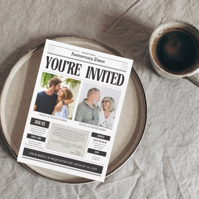 Invitación Periódico de aniversario de foto personalizada (Subido por el creador)