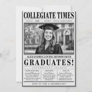 Invitación Periódico de graduación con código QR personalizad