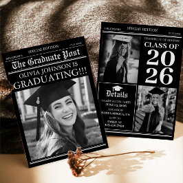 Invitación Periódico de graduación divertido único moderno