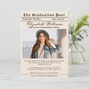 Invitación Periódico de graduación personalizado con foto úni