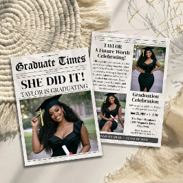 Invitación Periódico de graduación personalizado y de moda co