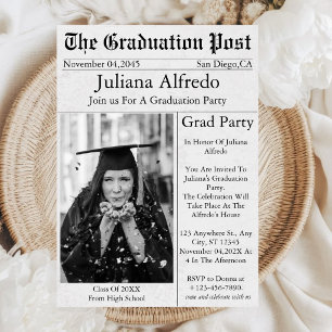 Invitación Periódico de Graduación Único Divertido Foto Perso