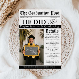 Invitación Periódico de Graduación Único Divertido Foto Perso