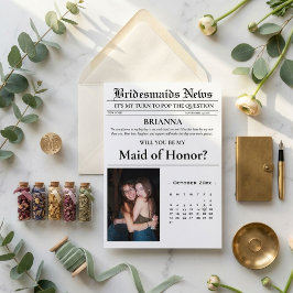 Invitación Periódico de propuesta de dama de honor minimalist