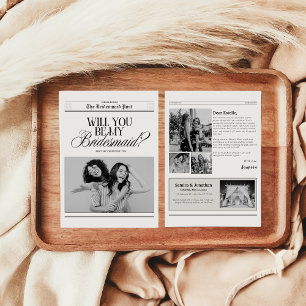 Invitación Periódico de propuesta de dama de honor minimalist