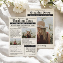 Periódico de Retro Viejo 3 Fotos Graduación