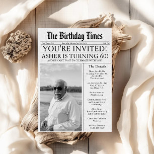 Invitación Periódico Divertido Cumpleaños 60 Aniversario Fies