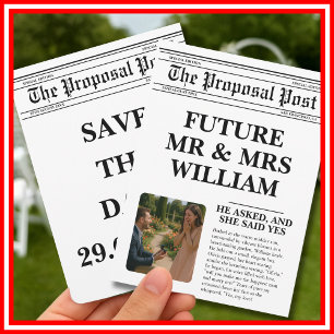 Invitación Periódico Foto Divertida en Blanco y Negro Guardar